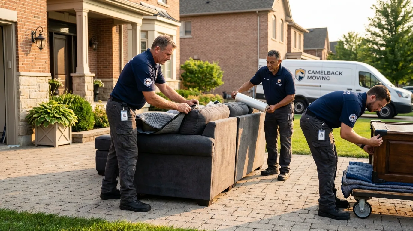 Large estate moving crew wrapping furniture in Arnold, MO